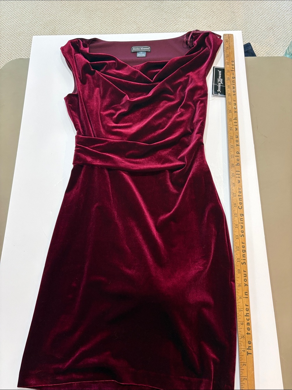 Elegant Velvet Dress in Rich Garnet red